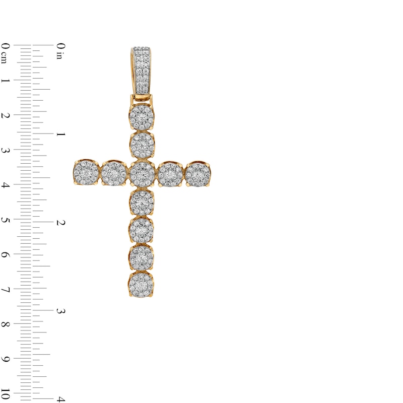 Main Image 2 of 2-1/2 CT. T.W. Diamond Frame Bubbles Cross Necklace Charm in 10K Gold