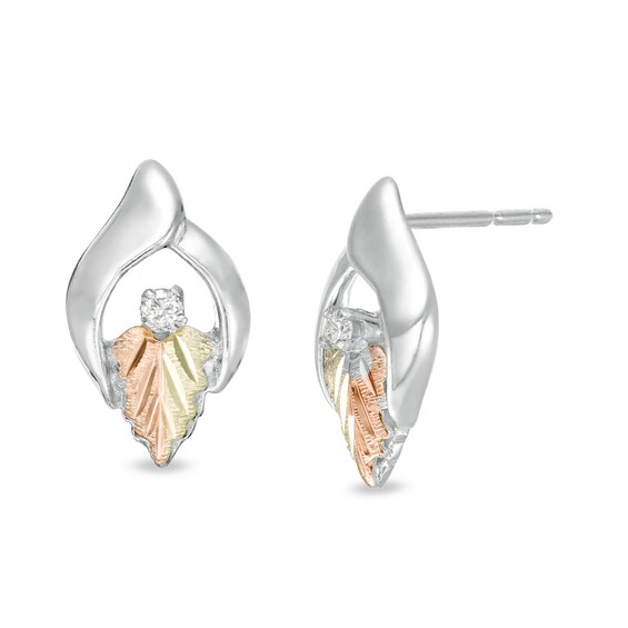 Black Hills Gold Diamond Accent Teardrop Stud Earrings in Sterling Silver Black Hills Gold Diamond Accent Teardrop Stud Earrings in Sterling Silver