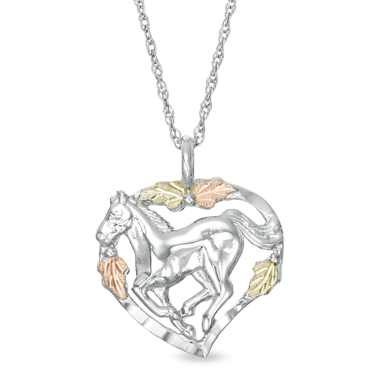 Main Image 1 of Black Hills Gold Prancing Horse Pendant in Sterling Silver