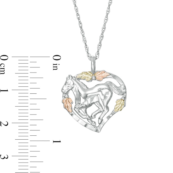 Black Hills Gold Prancing Horse Pendant in Sterling Silver