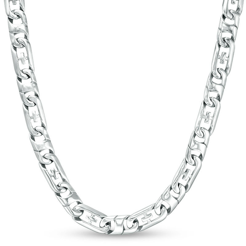 Main Image 1 of Men's 9.0mm Cross Accent Mariner Chain Necklace in Stainless Steel - 24"