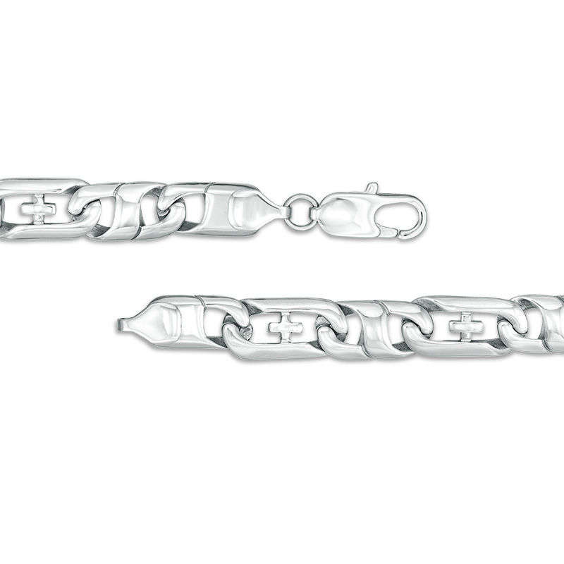 Main Image 3 of Men's 9.0mm Cross Accent Mariner Chain Necklace in Stainless Steel - 24"