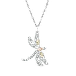 Black Hills Gold Dragonfly Pendant in Sterling Silver