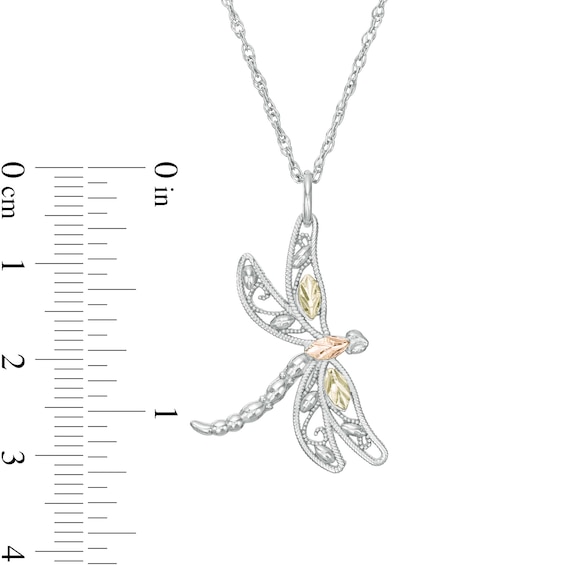 Black Hills Gold Dragonfly Pendant in Sterling Silver