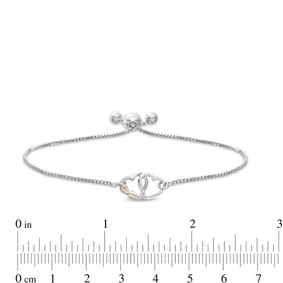 Black Hills Gold Interlocking Hearts Bolo Bracelet in Sterling Silver - 9.0"