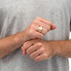 Thumbnail Image 2 of 1/5 CT. T.W. Diamond Triple Cross Multi-Finish Bevelled Shank Octagon Signet Ring in 10K Gold