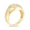 Thumbnail Image 3 of 1/5 CT. T.W. Diamond Triple Cross Multi-Finish Bevelled Shank Octagon Signet Ring in 10K Gold
