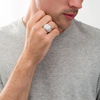 Thumbnail Image 2 of 1/2 CT. T.W. Composite Diamond Textured Cushion Frame Multi-Finish Tier Shank Ring in 10K White Gold