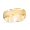 Thumbnail Image 0 of Men's 7.0mm Multi-Finish Center Stripe Beveled Edge Comfort-Fit Wedding Band in 10K Gold - Size 10