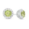 6.0mm Peridot and Lab-Created White Sapphire Frame Stud Earrings in Sterling Silver