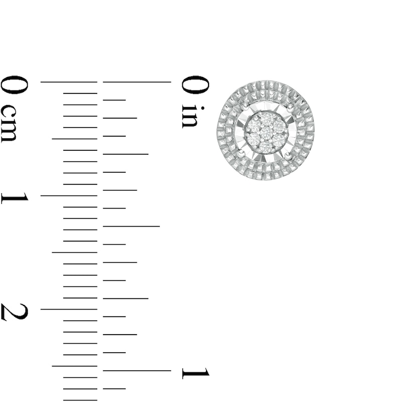 Main Image 3 of 1/20 CT. T.W. Composite Diamond Ribbed Disc Stud Earrings in Sterling Silver