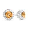 Thumbnail Image 1 of 6.0mm Citrine and Lab-Created White Sapphire Frame Stud Earrings in Sterling Silver