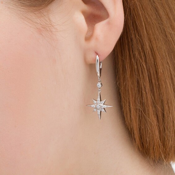 1/3 CT. T.W. Diamond North Star Drop Earrings in Sterling Silver Zales