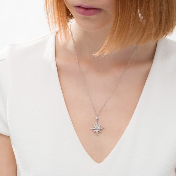 1/3 CT. T.w. Diamond North Star Pendant in Sterling Silver
