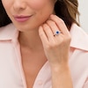Thumbnail Image 2 of 7.0mm Lab-Created Ceylon and White Sapphire Frame Ring in Sterling Silver
