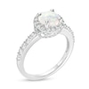 Thumbnail Image 3 of 7.0mm Lab-Created Opal and White Sapphire Frame Ring in Sterling Silver