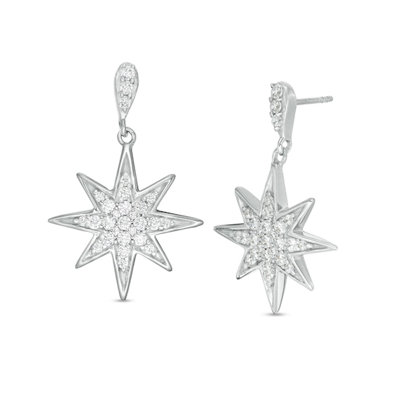 1/2 CT. T.w. Diamond North Star Drop Earrings in Sterling Silver