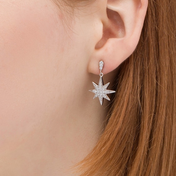 1/2 CT. T.w. Diamond North Star Drop Earrings in Sterling Silver