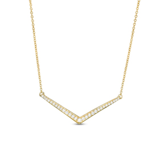 1/4 CT. T.w. Diamond Chevron Necklace in Sterling Silver with 14K Gold Plate