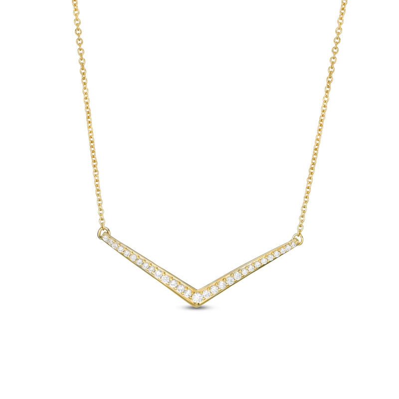 Main Image 1 of 1/4 CT. T.W. Diamond Chevron Necklace in Sterling Silver with 14K Gold Plate