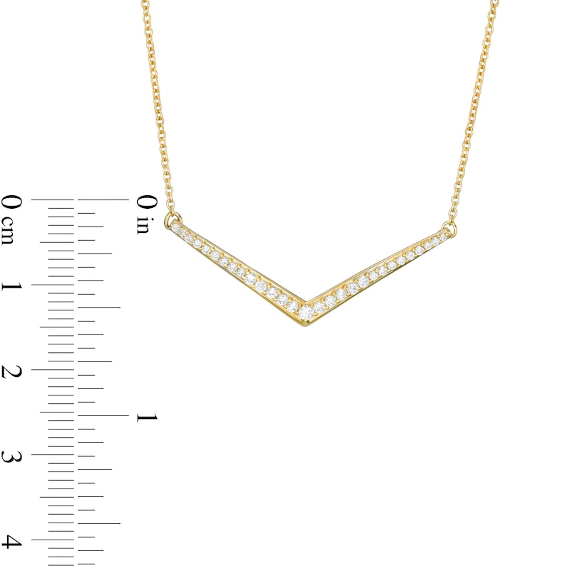 Main Image 3 of 1/4 CT. T.W. Diamond Chevron Necklace in Sterling Silver with 14K Gold Plate