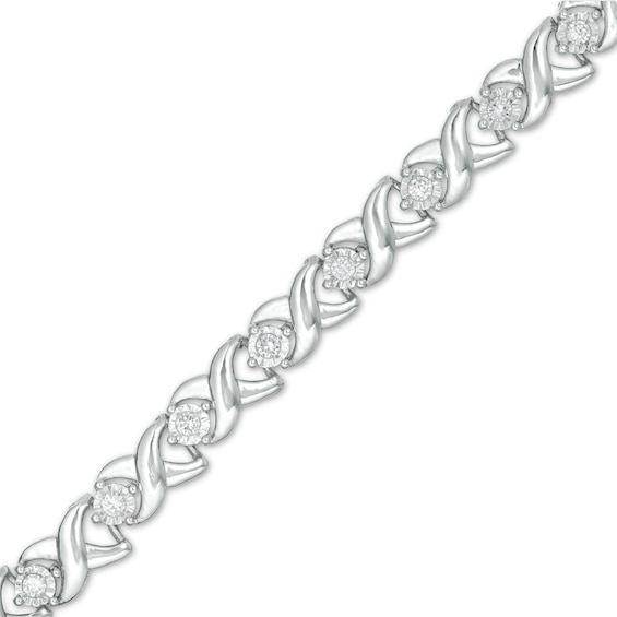 1/2 CT. T.w. Diamond "Xo" Link Bracelet in Sterling Silver - 8.0"