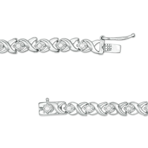 1/2 CT. T.w. Diamond "Xo" Link Bracelet in Sterling Silver - 8.0"