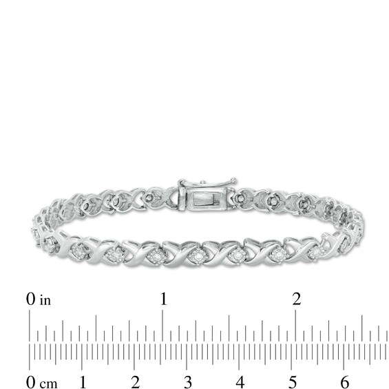 1/2 CT. T.w. Diamond "Xo" Link Bracelet in Sterling Silver - 8.0"