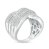 Thumbnail Image 2 of 2 CT. T.W. Baguette Diamond Multi-Row "X" Ring in Sterling Silver