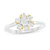 Thumbnail Image 1 of 1/20 CT. T.W. Diamond Curved Flower Ring in Sterling Silver and 14K Gold Plate