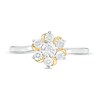 Thumbnail Image 4 of 1/20 CT. T.W. Diamond Curved Flower Ring in Sterling Silver and 14K Gold Plate