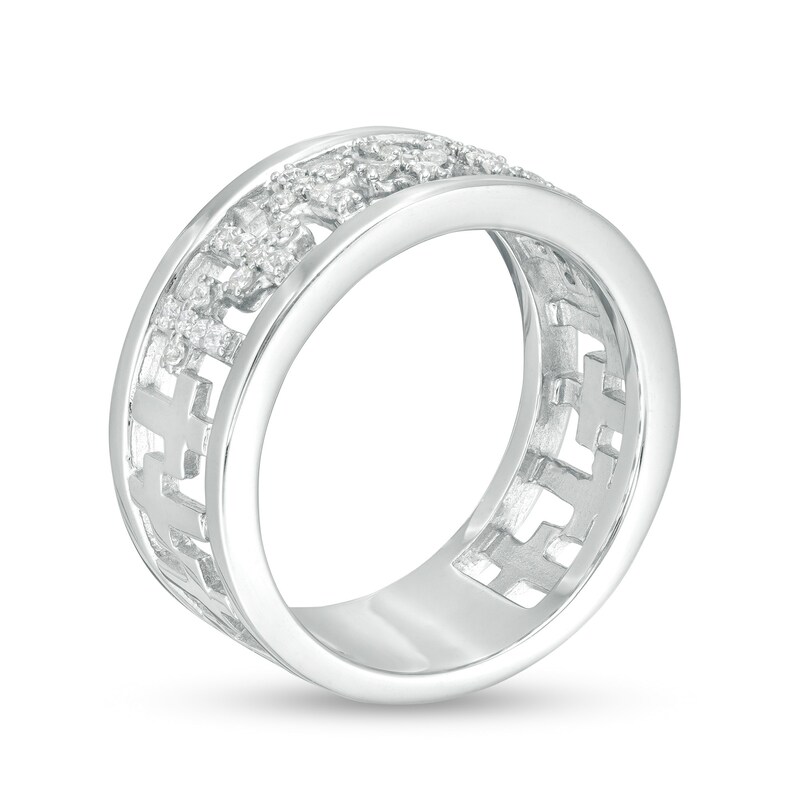 1/4 CT. T.W. Diamond Alternating Crosses Ring in Sterling Silver