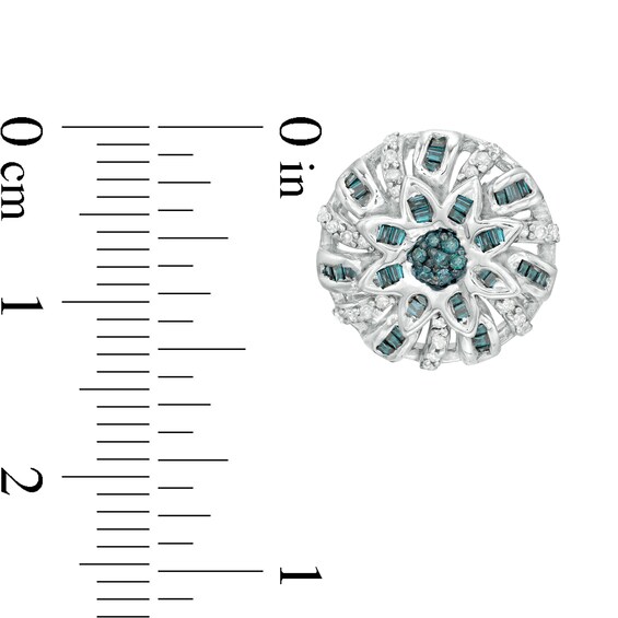 1 CT. T.W. Enhanced Blue and White Diamond Pinwheel Disc Stud Earrings in Sterling Silver 1 CT. T.W. Enhanced Blue and White Diamond Pinwheel Disc Stud Earrings in Sterling Silver