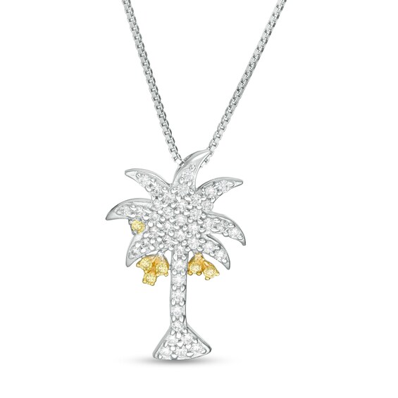 1/3 CT. T.W. Enhanced Yellow and White Diamond Palm Tree Pendant in Sterling Silver 1/3 CT. T.W. Enhanced Yellow and White Diamond Palm Tree Pendant in Sterling Silver