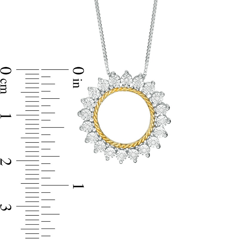Main Image 3 of 1/20 CT. T.W. Diamond Sun Outline Pendant in Sterling Silver and 14K Gold Plate