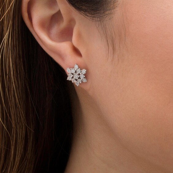 1/20 CT. T.w. Diamond Snowflake Stud Earrings in Sterling Silver