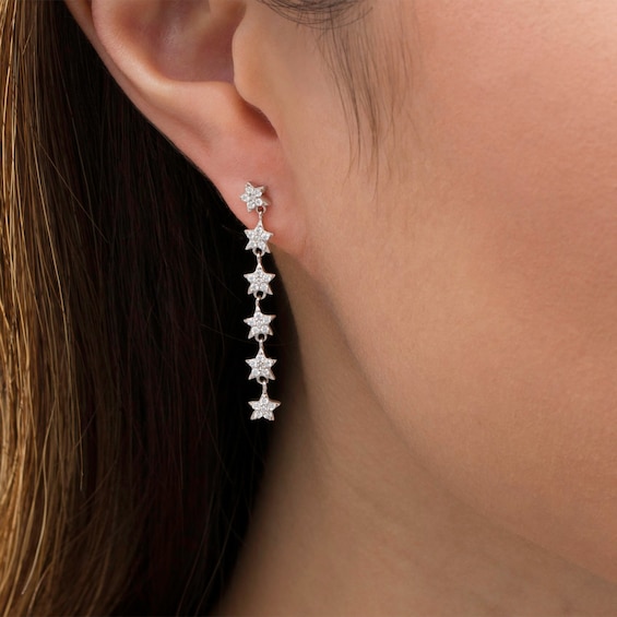 1/4 CT. T.w. Diamond Multi-Star Drop Earrings in Sterling Silver