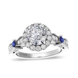 Vera Wang Love Collection 1-3/8 CT. T.W. Diamond and Sapphire Frame Engagement Ring