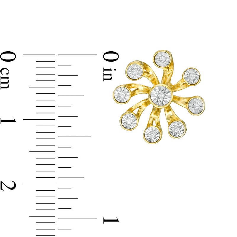1/20 CT. T.W. Diamond Open Pinwheel Stud Earrings in Sterling Silver with 14K Gold Plate