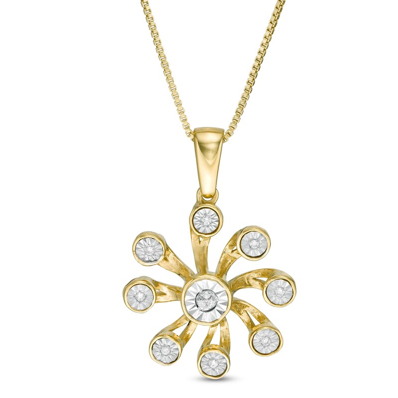 Diamond Accent Open Pinwheel Pendant in Sterling Silver with 14K Gold Plate