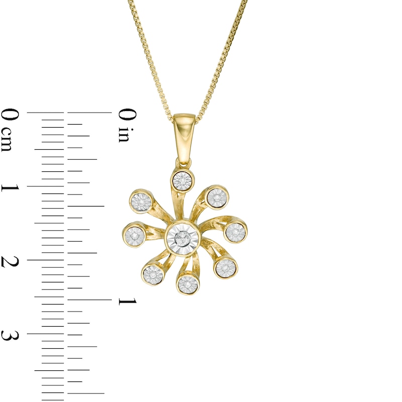 Diamond Accent Open Pinwheel Pendant in Sterling Silver with 14K Gold Plate