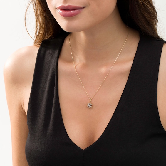 Diamond Accent Abstract Snowflake Pendant in Sterling Silver with 14K Gold Plate
