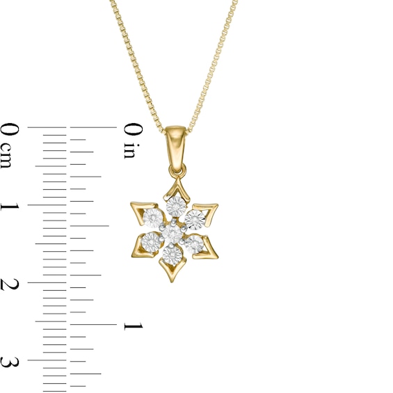 Diamond Accent Abstract Snowflake Pendant in Sterling Silver with 14K Gold Plate