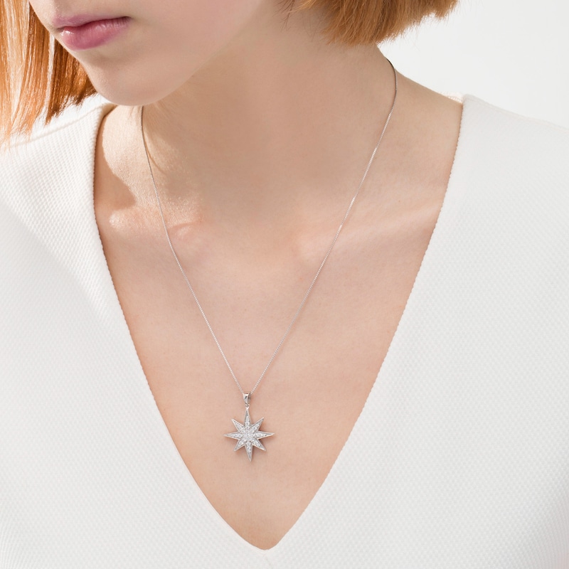 1/2 CT. T.W. Diamond North Star Pendant in Sterling Silver