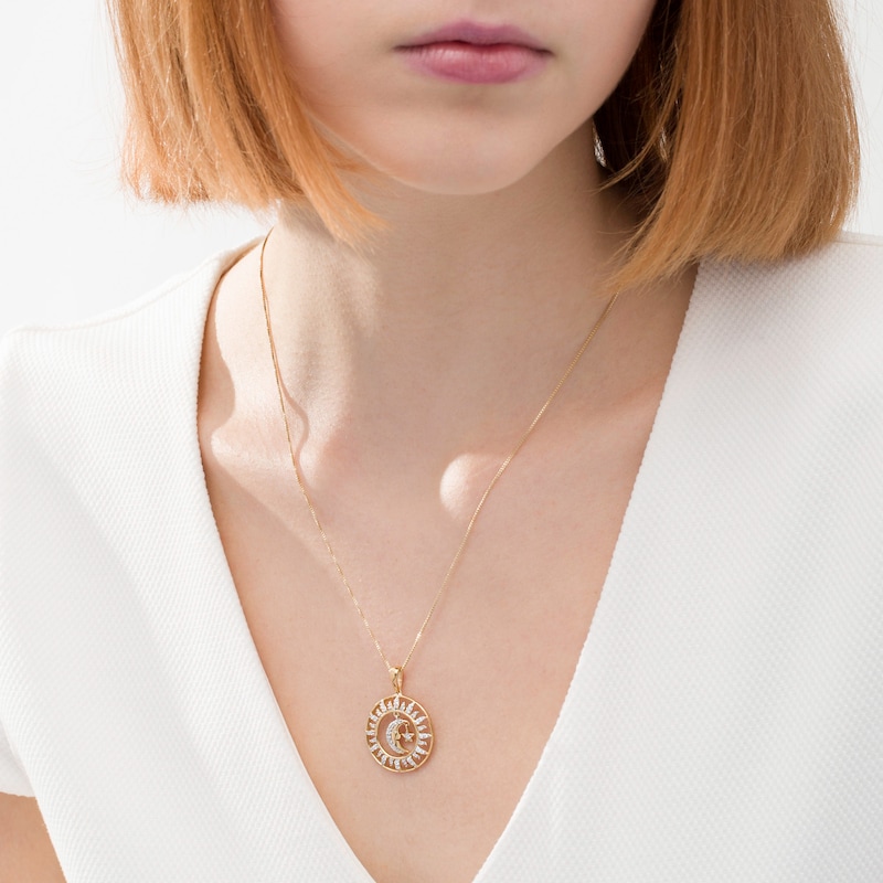 Monogram Sun diamond pendant necklace in rose gold with diamonds