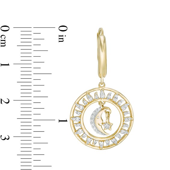 1/4 CT. T.w. Diamond Sun, Moon and Star Drop Earrings in Sterling Silver with 14K Gold Plate