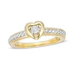 Diamond Accent Heart Rope Ring in Sterling Silver and 14K Gold Plate