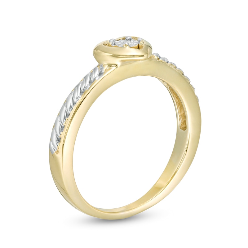 Main Image 3 of Diamond Accent Heart Rope Ring in Sterling Silver and 14K Gold Plate