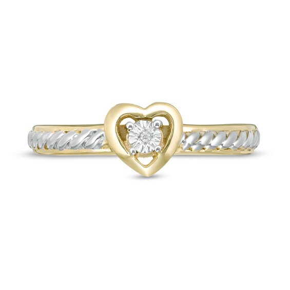 Diamond Accent Heart Rope Ring in Sterling Silver and 14K Gold Plate
