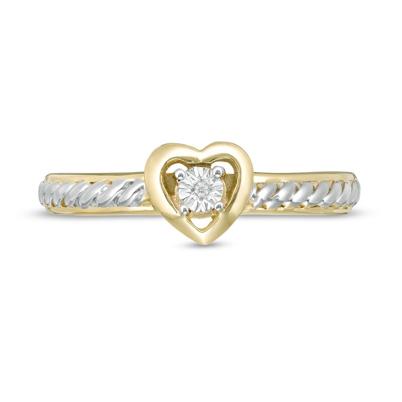 Main Image 4 of Diamond Accent Heart Rope Ring in Sterling Silver and 14K Gold Plate